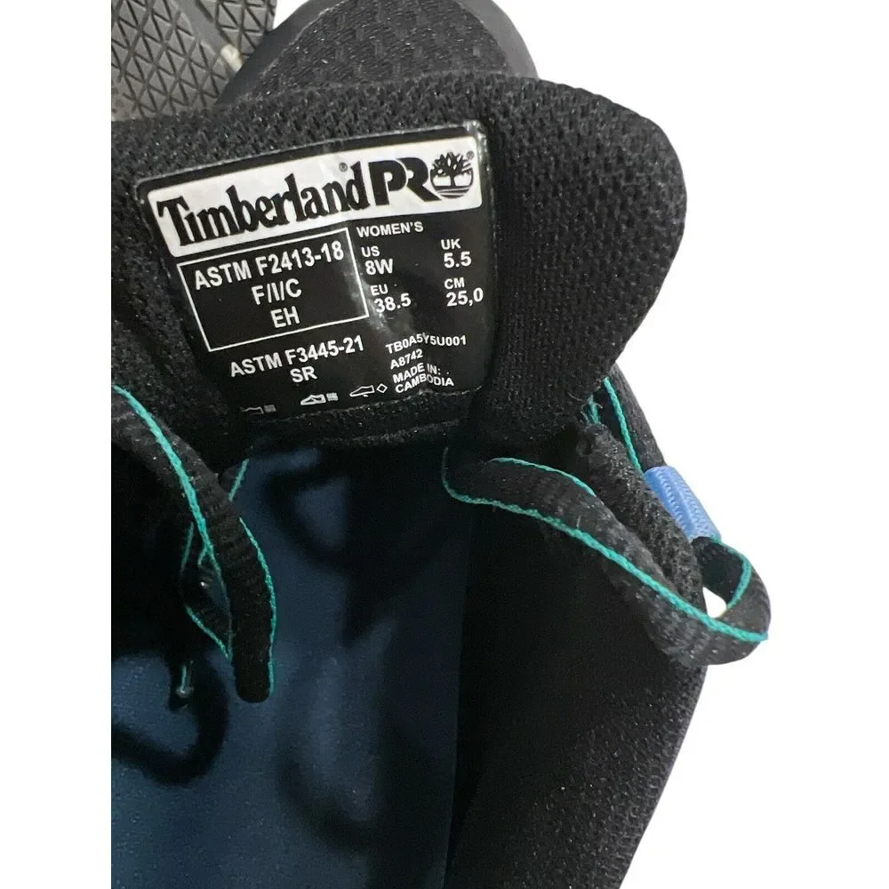 Timberland Pro Radius‎ Composite Safety Toe Black/Aqua Women's Size 8 W
